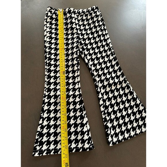 Girl's houndstooth print puff sleeves peplum top flare legs pants set size 4T - Picture 8 of 13